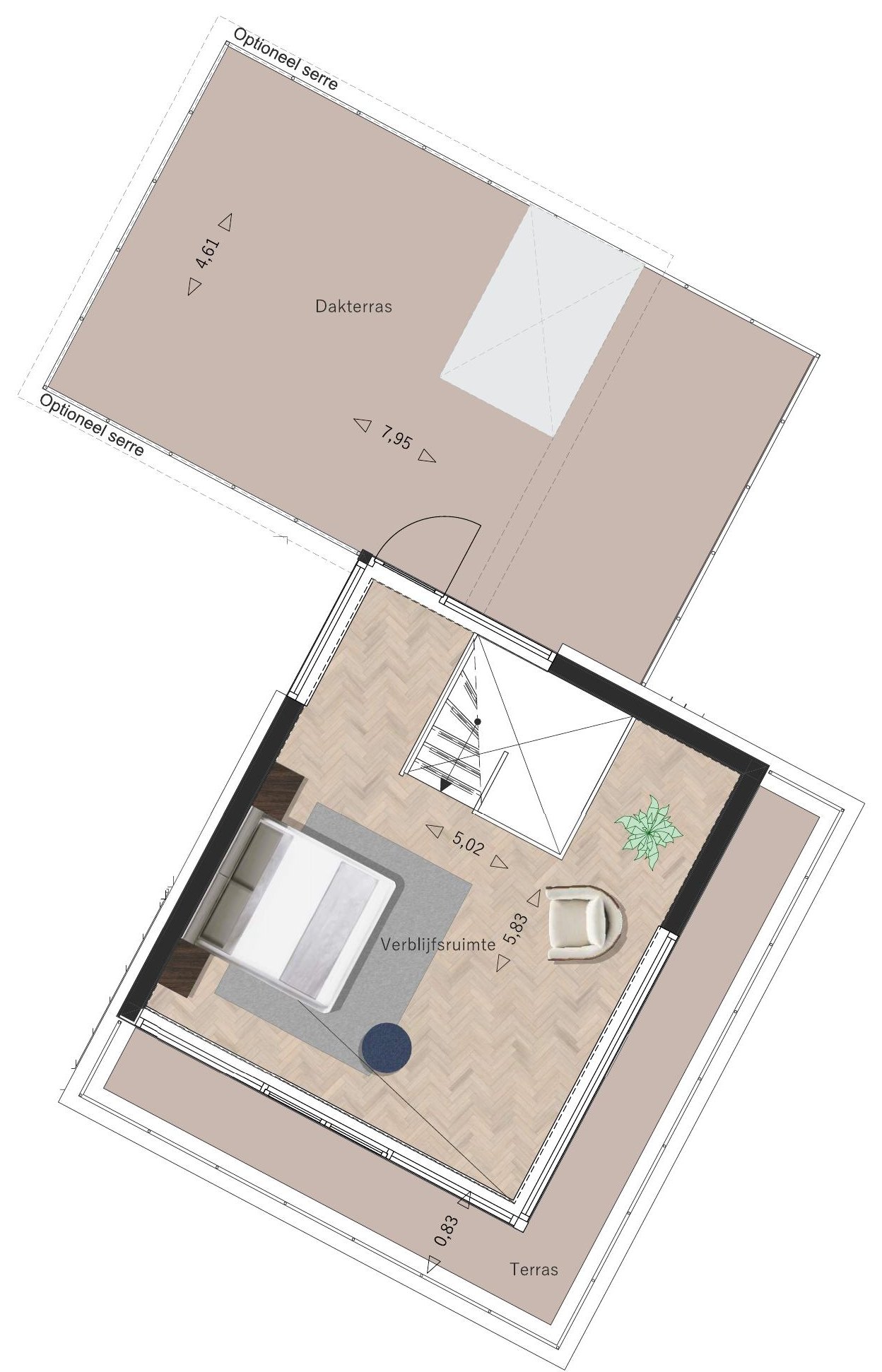 Sfeerplattegrond Appartement 12, La Licorne Oostburg
