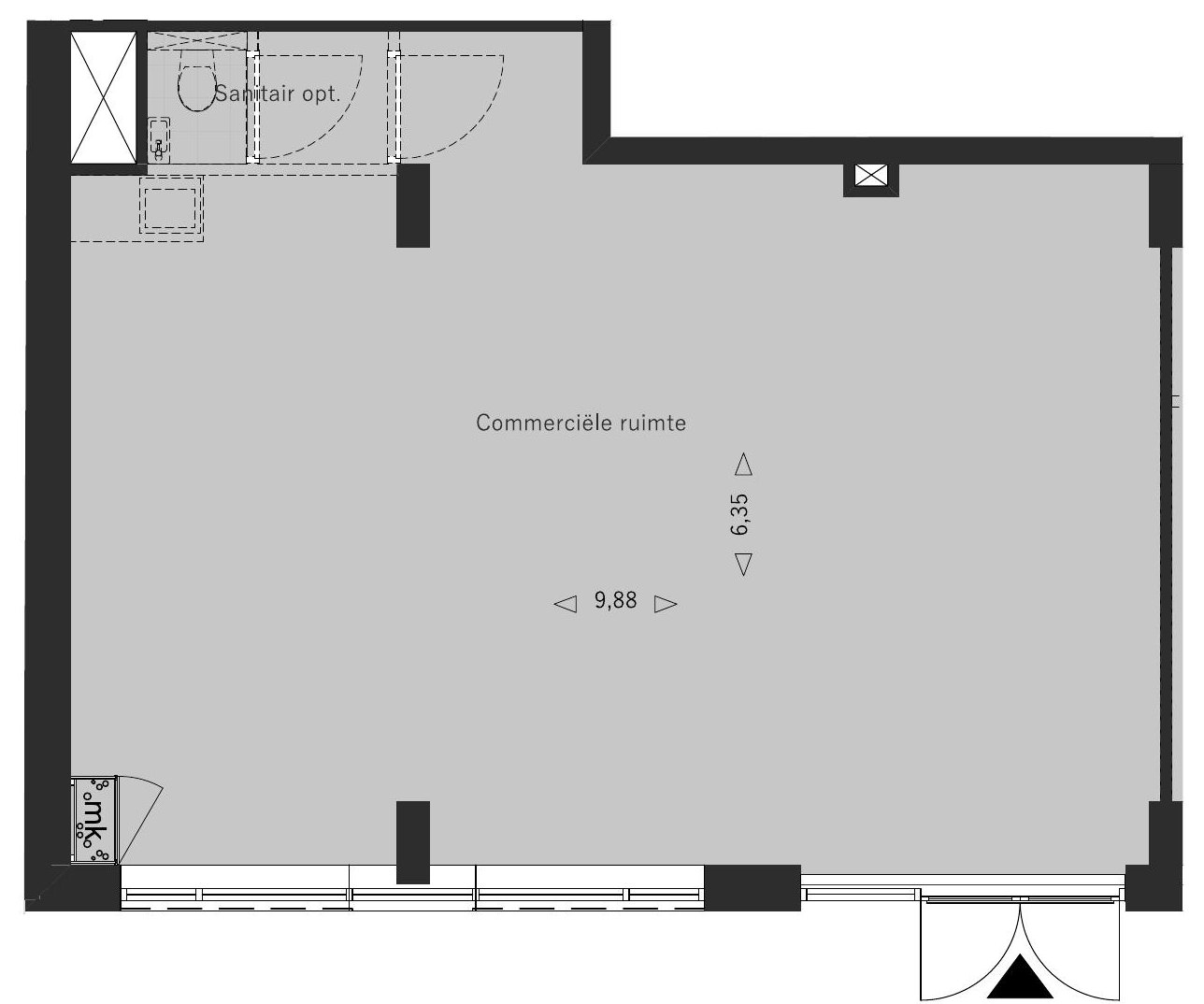 Sfeerplattegrond Commerciële ruimtes, La Licorne Oostburg
